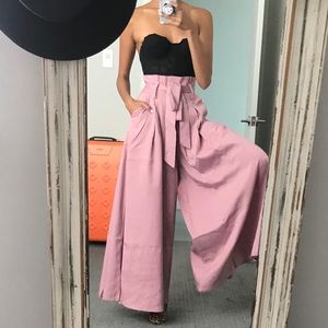Pink wide leg pants